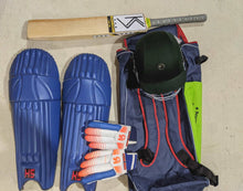 Load image into Gallery viewer, Cricket kit, cricket bat, batting pads, batting gloves, cricket helmet, cricket kit bag
